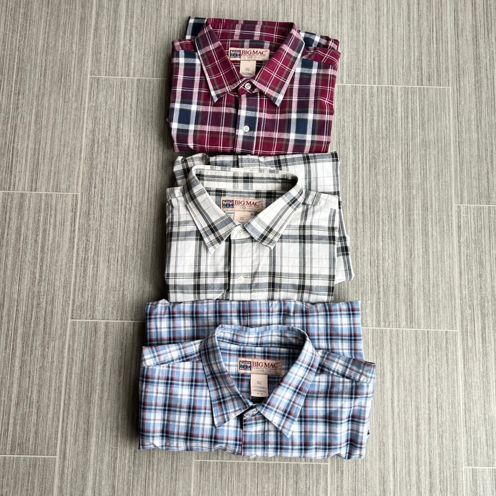Big Mac‎ Shirt Mens 2XLT Plaid Button Down Workwear Utility Flannel Lot of 3